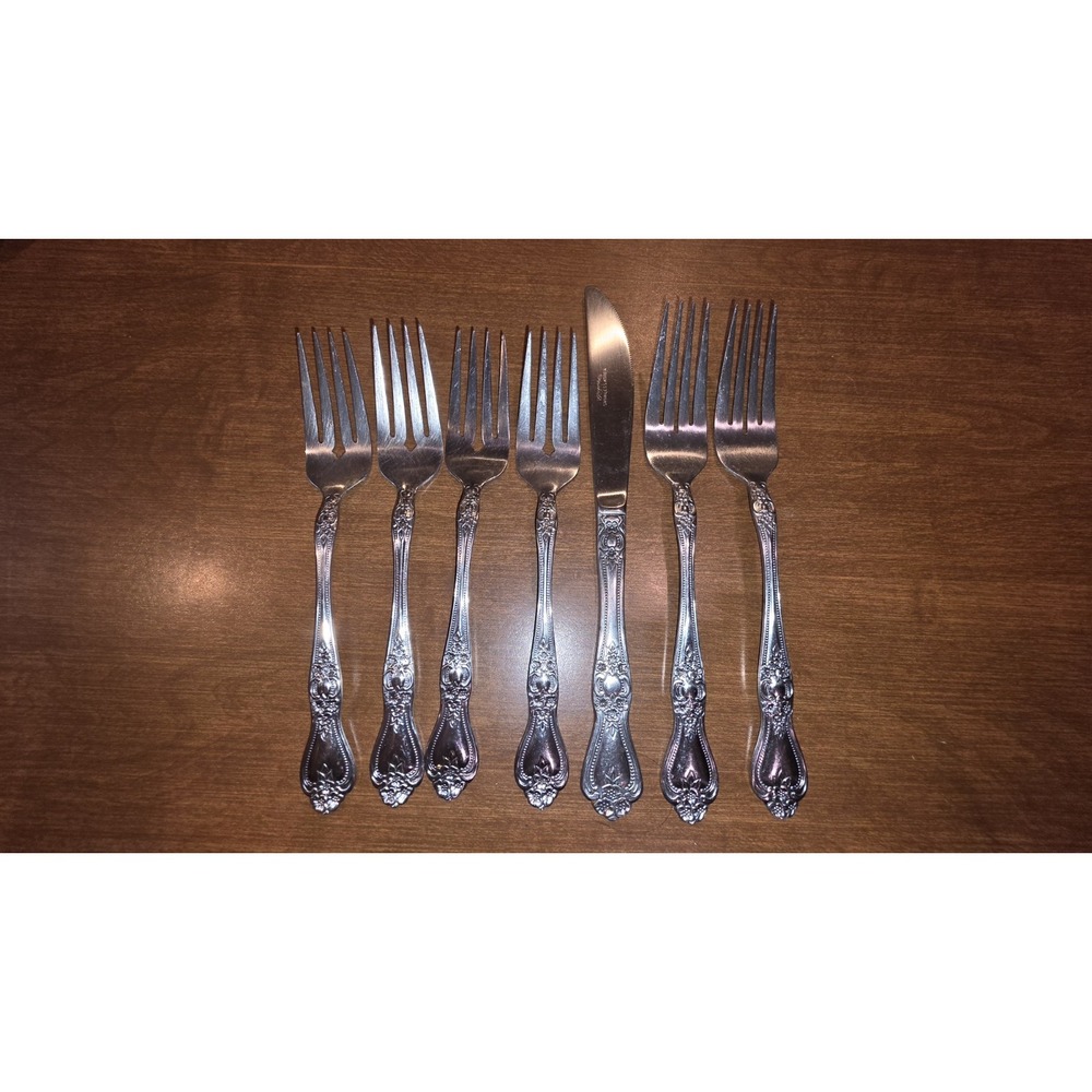 Rogers Precious Rose 4 Salad Fork 2 Fork 1 Knife Stainless Silverware Flatware